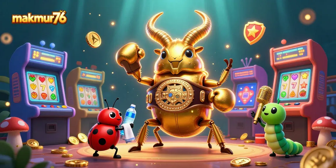 Engage with makmur76 and its exciting arcade games amidst vibrant characters and glowing casino elements.