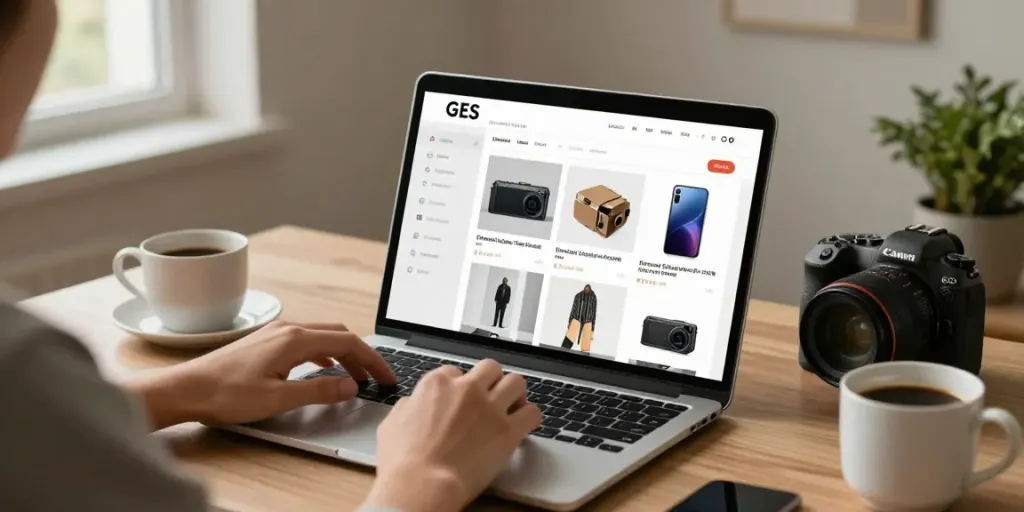 Engaging e-commerce product display featuring various items for sale, showcasing visually appealing shopping experience.
