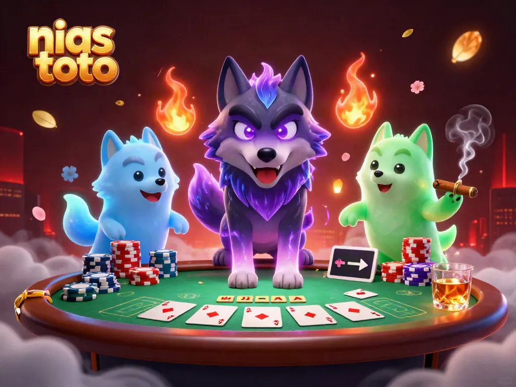 Menggoda pemain di nias toto dengan ilustrasi kasino 3D yang menawan dan karakter serigala mistis.