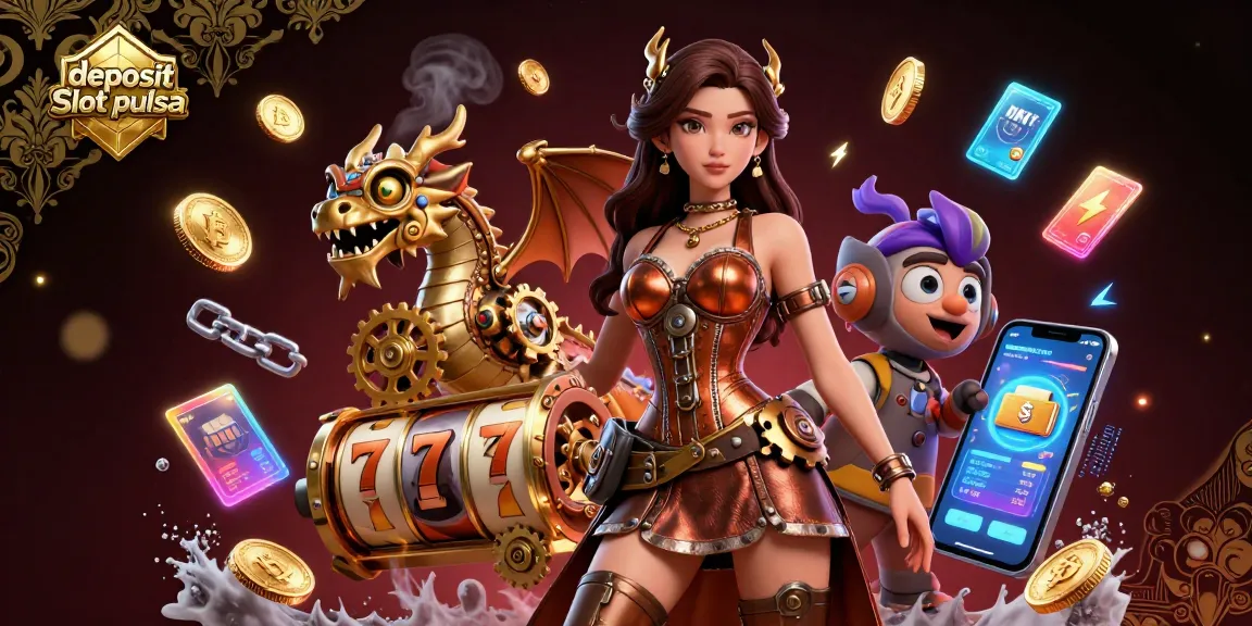 Spin the reels on deposit slot pulsa with vibrant symbols and glowing coins in a captivating 3D scene.