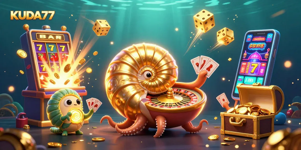 Mainkan KUDA77 dengan momen menarik di kasino digital berisi simbol slot dan jackpot.