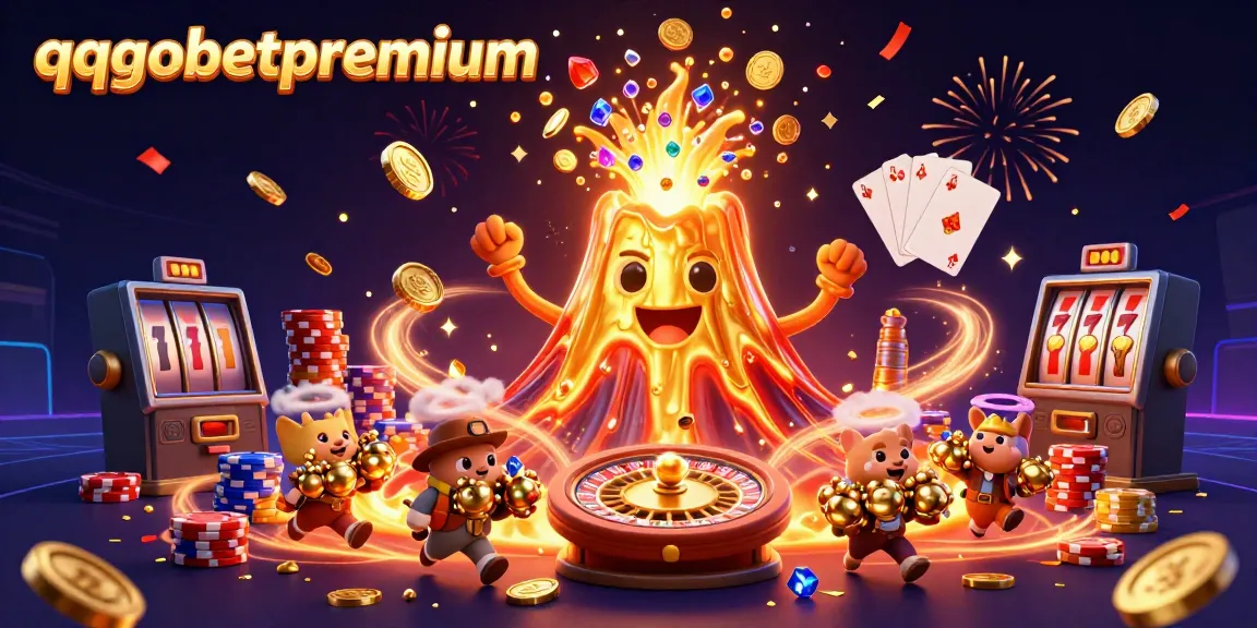 Experience the excitement at qqgobetpremium with a triumphant volcano erupting golden treasures and adventure.