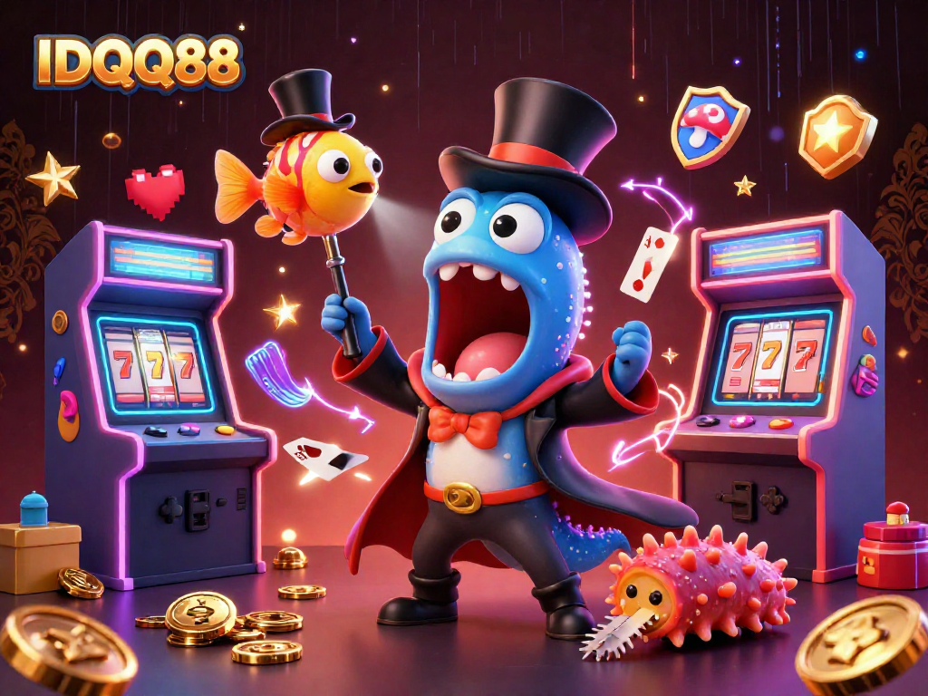 IDQQ88 showcases a dazzling casino scene with a magician eel performing card tricks.