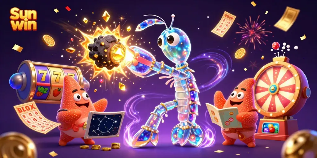 Engage with Sun win's exciting slot experience featuring vibrant characters and dynamic game elements.