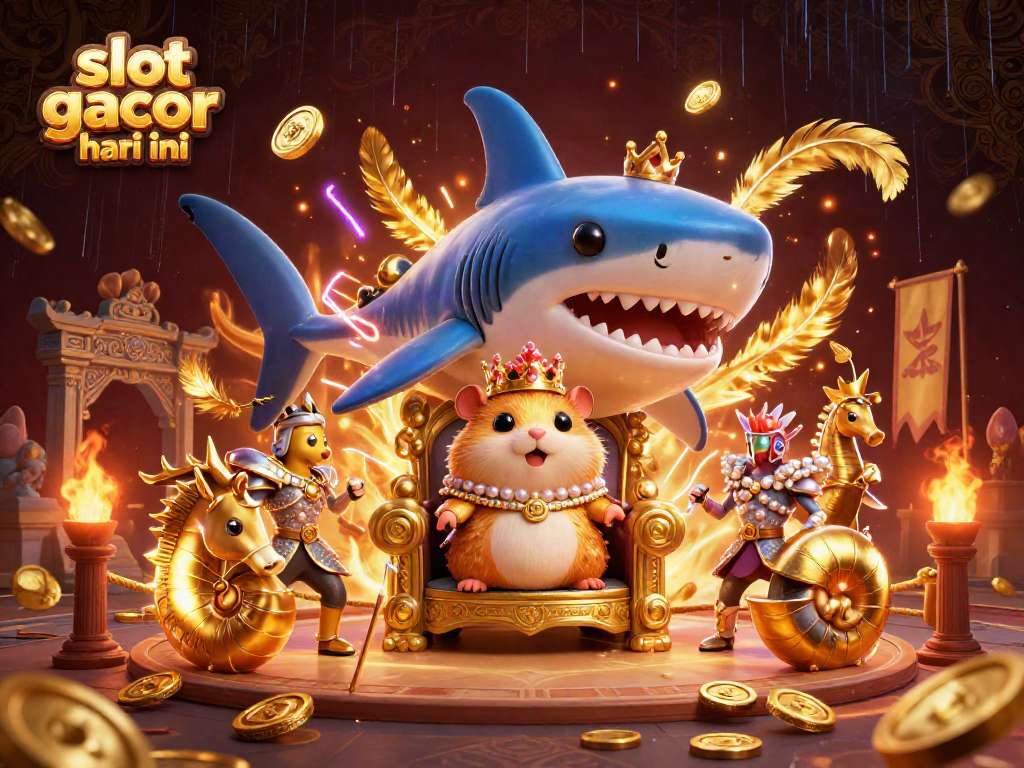 Permainan slot gacor hari ini dengan raja hamster emas dan pasukan seahorse dalam arena bertema