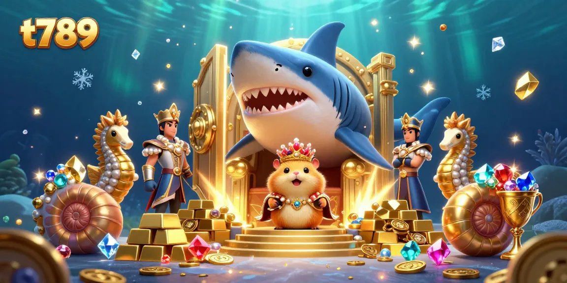 T789 offers a thrilling gaming experience featuring a golden hamster king and treasure in a vibrant casino setting