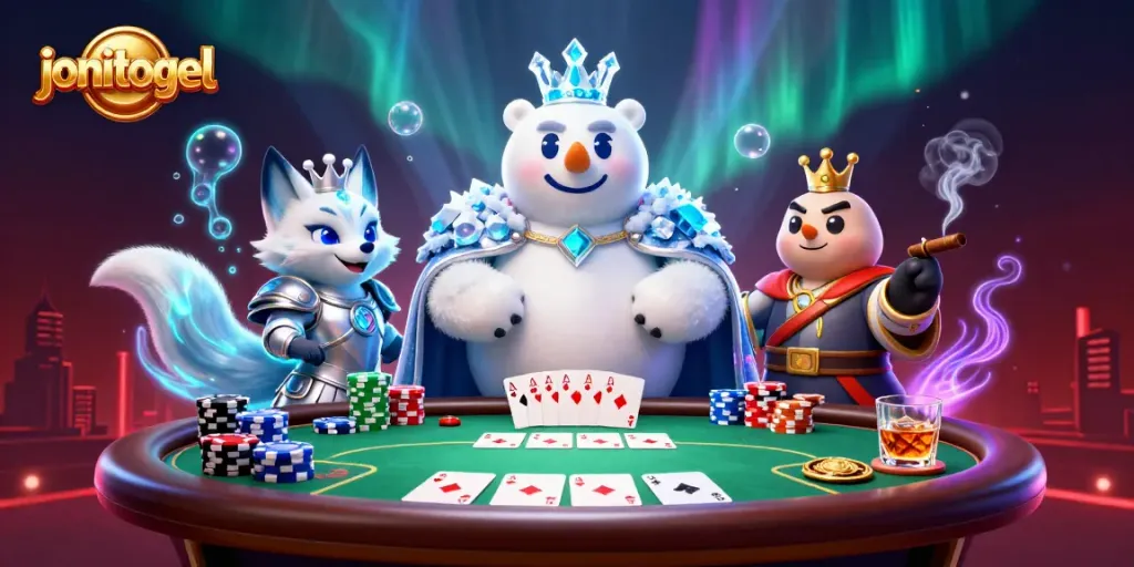 Experience exceptional gameplay at jonitogel, featuring vibrant poker elements and fantastical characters.