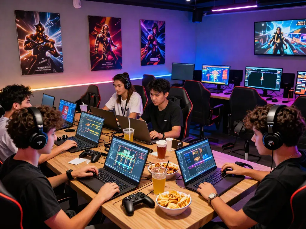 Excited friends enjoying games at nhà cái h19 in a lively gaming lounge.