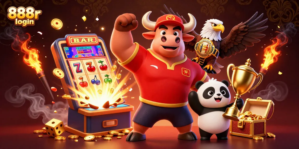 Experience the thrill of 888r login with a dynamic illustration of casino excitement and winning moments.