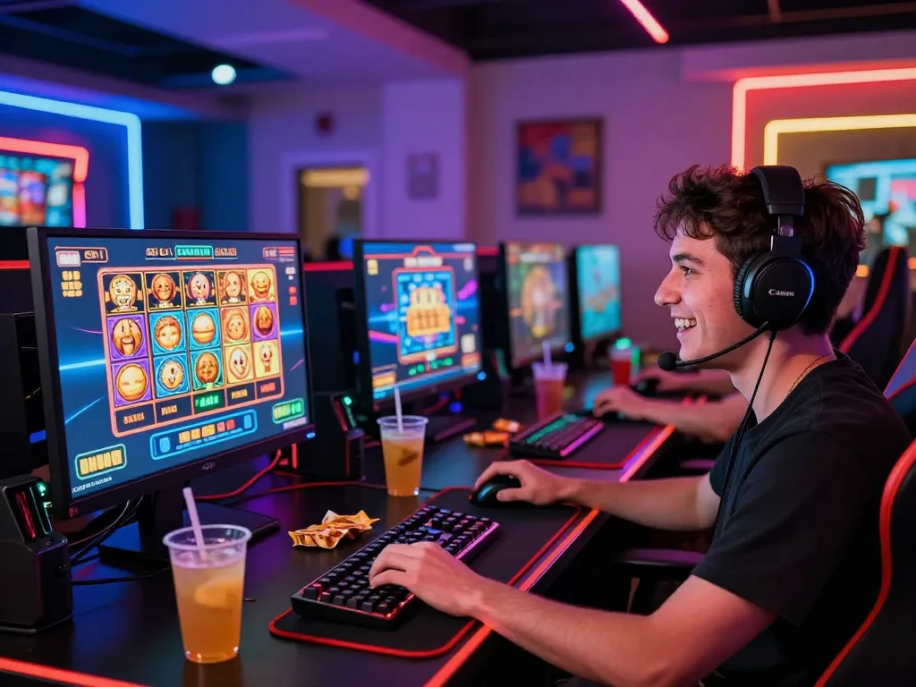 Immersive online gaming experience with XX88, showcasing vibrant casino games and a dedicated player.