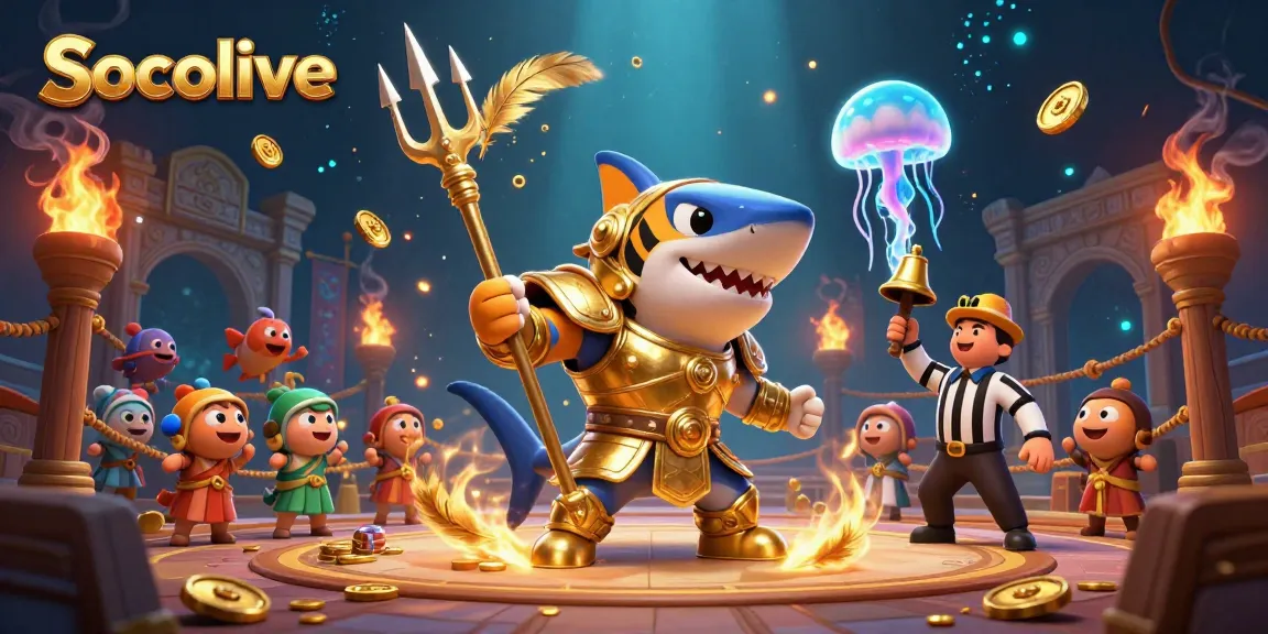 Socolive showcases live sports betting action with thrilling underwater scenes and vibrant characters.