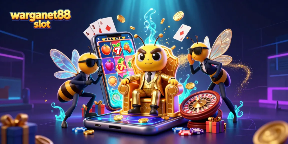 Engage with warganet88 slot's thrilling excitement amid animated characters and colorful casino elements.