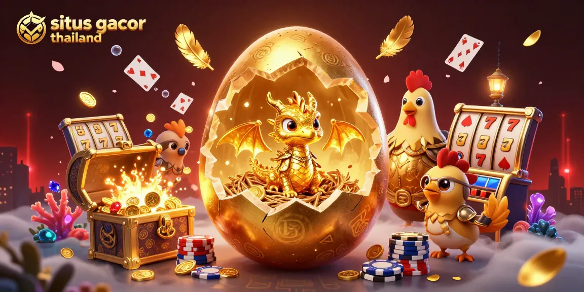 Situs gacor thailand showcases a vibrant 3D cartoon scene with golden dragon and slot elements celebrating big wins.