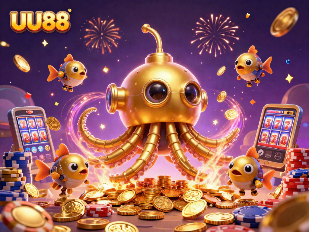 Experience thrilling wins with UU88's energetic casino world, featuring golden kraken and vibrant games.
