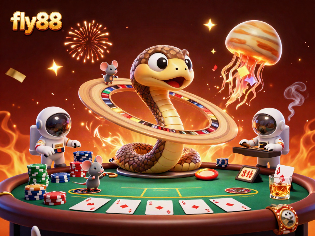 Place your bets with fly88 at the cosmic casino feature packed with vibrant gambling elements.