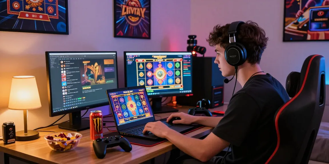 Pengguna situs slot terlibat dalam permainan slot online dengan suasana gaming yang menarik.