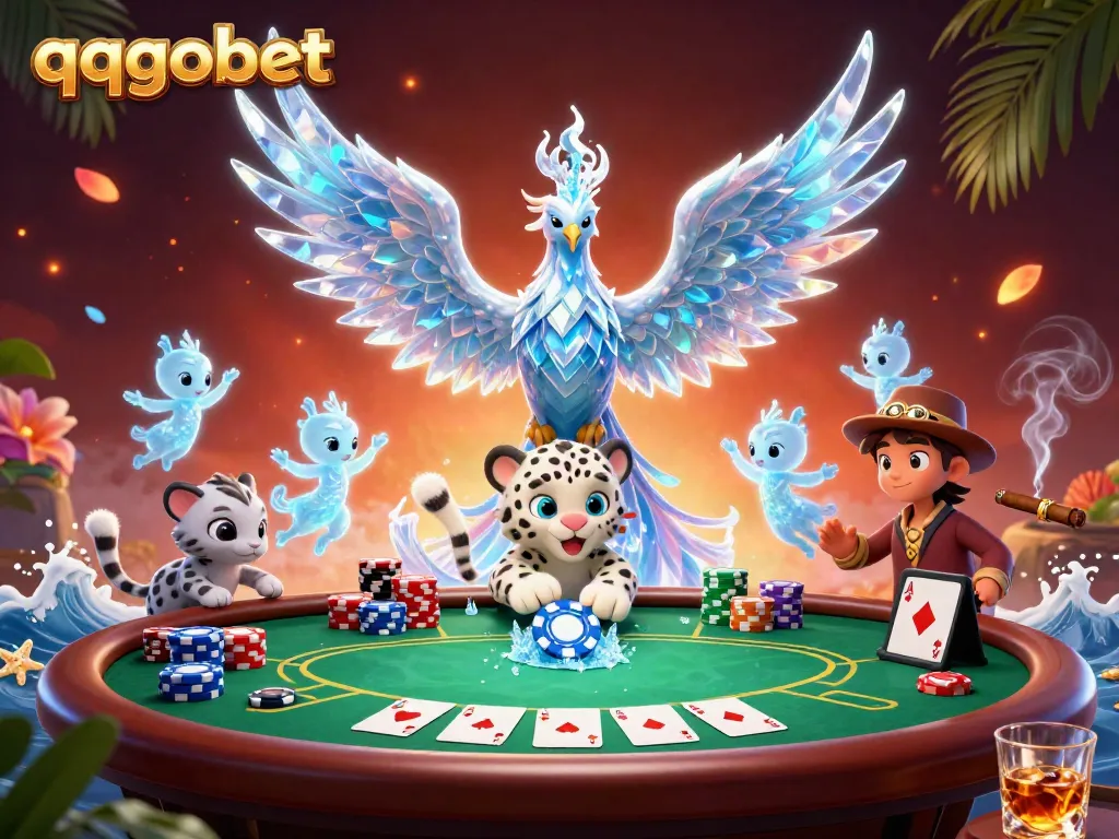 Experience the thrill of qqgobet with interactive 3D characters in a vibrant casino scene.