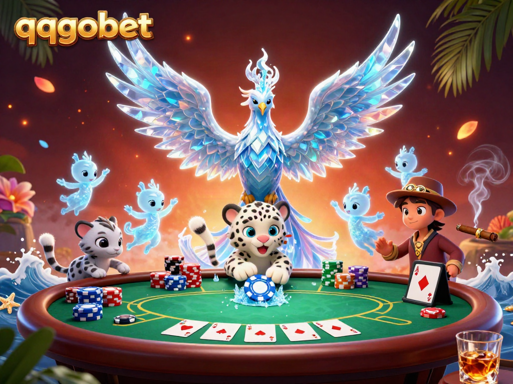 Experience the thrill of qqgobet with interactive 3D characters in a vibrant casino scene.