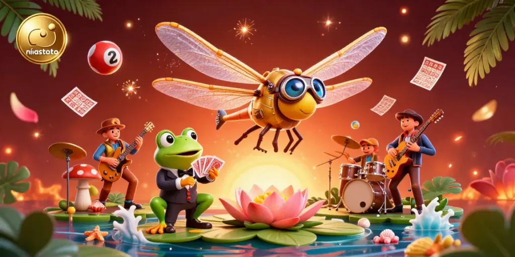 Engage with niastoto's vivid casino scene featuring lively games and cartoon characters enhancing the gambling atmosphere.