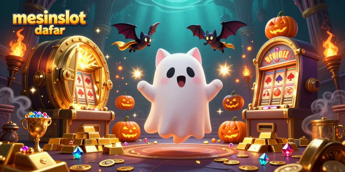 Experience excitement with mesinslot daftar as the ghost cat navigates a haunted casino surrounded by treasures.