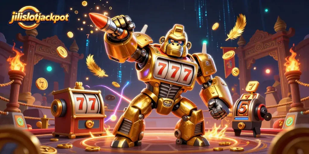 Experience thrilling victories with jilislotjackpot amidst vibrant casino elements and engaging 3D visuals.